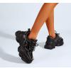imageLUCKY STEP Womens 90s Chunky Sneakers Sparkly Bling Rhinestone Rope Platform Casual Thick Dad Rave Walking ShoesBlack