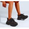 imageLUCKY STEP Womens 90s Chunky Sneakers Sparkly Bling Rhinestone Rope Platform Casual Thick Dad Rave Walking ShoesBlack