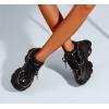 imageLUCKY STEP Womens 90s Chunky Sneakers Sparkly Bling Rhinestone Rope Platform Casual Thick Dad Rave Walking ShoesBlack