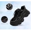 imageLUCKY STEP Womens 90s Chunky Sneakers Sparkly Bling Rhinestone Rope Platform Casual Thick Dad Rave Walking ShoesBlack