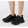 imageLUCKY STEP Womens 90s Chunky Sneakers Sparkly Bling Rhinestone Rope Platform Casual Thick Dad Rave Walking ShoesBlack Pu