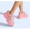 imageLUCKY STEP Womens 90s Chunky Sneakers Sparkly Bling Rhinestone Rope Platform Casual Thick Dad Rave Walking ShoesHot Pink