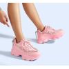 imageLUCKY STEP Womens 90s Chunky Sneakers Sparkly Bling Rhinestone Rope Platform Casual Thick Dad Rave Walking ShoesHot Pink