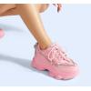 imageLUCKY STEP Womens 90s Chunky Sneakers Sparkly Bling Rhinestone Rope Platform Casual Thick Dad Rave Walking ShoesHot Pink