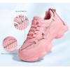 imageLUCKY STEP Womens 90s Chunky Sneakers Sparkly Bling Rhinestone Rope Platform Casual Thick Dad Rave Walking ShoesHot Pink