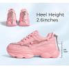 imageLUCKY STEP Womens 90s Chunky Sneakers Sparkly Bling Rhinestone Rope Platform Casual Thick Dad Rave Walking ShoesHot Pink