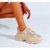 imageLUCKY STEP Womens 90s Chunky Sneakers Sparkly Bling Rhinestone Rope Platform Casual Thick Dad Rave Walking ShoesNude