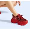 imageLUCKY STEP Womens 90s Chunky Sneakers Sparkly Bling Rhinestone Rope Platform Casual Thick Dad Rave Walking ShoesRed