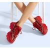 imageLUCKY STEP Womens 90s Chunky Sneakers Sparkly Bling Rhinestone Rope Platform Casual Thick Dad Rave Walking ShoesRed