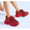 imageLUCKY STEP Womens 90s Chunky Sneakers Sparkly Bling Rhinestone Rope Platform Casual Thick Dad Rave Walking ShoesRed