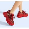 imageLUCKY STEP Womens 90s Chunky Sneakers Sparkly Bling Rhinestone Rope Platform Casual Thick Dad Rave Walking ShoesRed