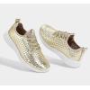 imageLUCKY STEP Womens Metallic Fashion Sneaker Leatherette Studded Jogger Lightweight Casual Walking ShoesGold