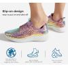 imageLUCKY STEP Womens Metallic Fashion Sneaker Leatherette Studded Jogger Lightweight Casual Walking ShoesHologram Purple