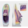 imageLUCKY STEP Womens Metallic Fashion Sneaker Leatherette Studded Jogger Lightweight Casual Walking ShoesHologram Purple