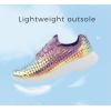 imageLUCKY STEP Womens Metallic Fashion Sneaker Leatherette Studded Jogger Lightweight Casual Walking ShoesHologram Purple
