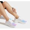 imageLUCKY STEP Womens Metallic Fashion Sneaker Leatherette Studded Jogger Lightweight Casual Walking ShoesHologram White