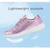 imageLUCKY STEP Womens Metallic Fashion Sneaker Leatherette Studded Jogger Lightweight Casual Walking ShoesPink