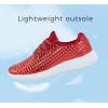 imageLUCKY STEP Womens Metallic Fashion Sneaker Leatherette Studded Jogger Lightweight Casual Walking ShoesRed