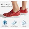 imageLUCKY STEP Womens Metallic Fashion Sneaker Leatherette Studded Jogger Lightweight Casual Walking ShoesRed