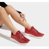imageLUCKY STEP Womens Metallic Fashion Sneaker Leatherette Studded Jogger Lightweight Casual Walking ShoesRed