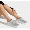 imageLUCKY STEP Womens Metallic Fashion Sneaker Leatherette Studded Jogger Lightweight Casual Walking ShoesSilver