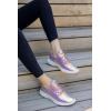 imageWomen Lightweight Metallic Hologram Laced Pyramid Leatherette Studded Jogger Casual SneakerHologram Purple