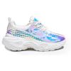 imageLUCKY STEP Women Holographic Iridescent Metallic Chunky Sneakers  White Shoes Ugly Dad Sneakers
