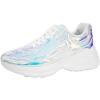 imageLUCKY STEP Women Holographic Iridescent Metallic Pink White Shoes Colorful Chunky Dad Sneakers