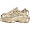 imageLUCKY STEP Womens 90s Chunky Sneakers Sparkly Bling Rhinestone Rope Platform Casual Thick Dad Rave Walking ShoesGold