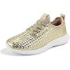 imageLUCKY STEP Womens Metallic Fashion Sneaker Leatherette Studded Jogger Lightweight Casual Walking ShoesGold