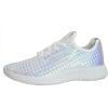 imageWomen Lightweight Metallic Hologram Laced Pyramid Leatherette Studded Jogger Casual SneakerHologram Pink