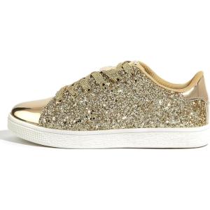 imageLUCKY STEP Glitter Sneakers Lace up  Fashion Sneakers  Sparkly Shoes for WomenAll Gold