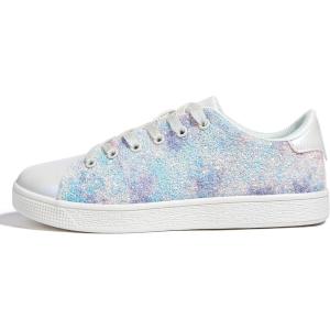 imageLUCKY STEP Glitter Sneakers Lace up  Fashion Sneakers  Sparkly Shoes for WomenPurple Multi