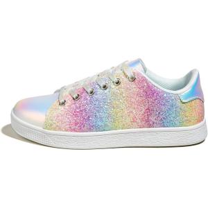 imageLUCKY STEP Glitter Sneakers Lace up  Fashion Sneakers  Sparkly Shoes for WomenRainbow