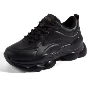imageLUCKY STEP Womens 90s Chunky Sneakers Sparkly Bling Rhinestone Rope Platform Casual Thick Dad Rave Walking ShoesBlack Pu