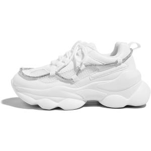 imageLUCKY STEP Womens 90s Chunky Sneakers Sparkly Bling Rhinestone Rope Platform Casual Thick Dad Rave Walking ShoesWhite