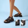 imageLUCKY STEP Women s Platform Wedge Sandals Open Toe Adjustable Ankle Strap Chunky HeelBlack