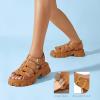 imageLUCKY STEP Women s Platform Wedge Sandals Open Toe Adjustable Ankle Strap Chunky HeelBrown