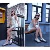 imageLUCKY STEP Women s Platform Wedge Sandals Open Toe Adjustable Ankle Strap Chunky HeelHologram Silver