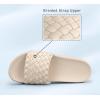 imageLUCKY STEP Womens Platform Sandals Braided Strap Flatform Slide Open Toe Casual Summer Beach Outdoor Wedge Woven Belt SlipperBeige