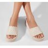imageLUCKY STEP Womens Platform Sandals Braided Strap Flatform Slide Open Toe Casual Summer Beach Outdoor Wedge Woven Belt SlipperBeige