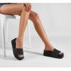 imageLUCKY STEP Womens Platform Sandals Braided Strap Flatform Slide Open Toe Casual Summer Beach Outdoor Wedge Woven Belt SlipperBlack