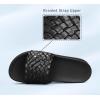imageLUCKY STEP Womens Platform Sandals Braided Strap Flatform Slide Open Toe Casual Summer Beach Outdoor Wedge Woven Belt SlipperBlack