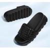 imageLUCKY STEP Womens Platform Sandals Braided Strap Flatform Slide Open Toe Casual Summer Beach Outdoor Wedge Woven Belt SlipperBlack