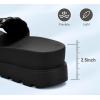 imageLUCKY STEP Womens Platform Sandals Braided Strap Flatform Slide Open Toe Casual Summer Beach Outdoor Wedge Woven Belt SlipperBlack