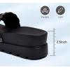 imageLUCKY STEP Womens Platform Sandals Braided Strap Flatform Slide Open Toe Casual Summer Beach Outdoor Wedge Woven Belt SlipperBlack Rhinestone