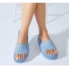 imageLUCKY STEP Womens Platform Sandals Braided Strap Flatform Slide Open Toe Casual Summer Beach Outdoor Wedge Woven Belt SlipperBlue
