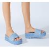 imageLUCKY STEP Womens Platform Sandals Braided Strap Flatform Slide Open Toe Casual Summer Beach Outdoor Wedge Woven Belt SlipperBlue
