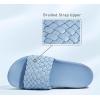 imageLUCKY STEP Womens Platform Sandals Braided Strap Flatform Slide Open Toe Casual Summer Beach Outdoor Wedge Woven Belt SlipperBlue
