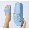 imageLUCKY STEP Womens Platform Sandals Braided Strap Flatform Slide Open Toe Casual Summer Beach Outdoor Wedge Woven Belt SlipperBlue